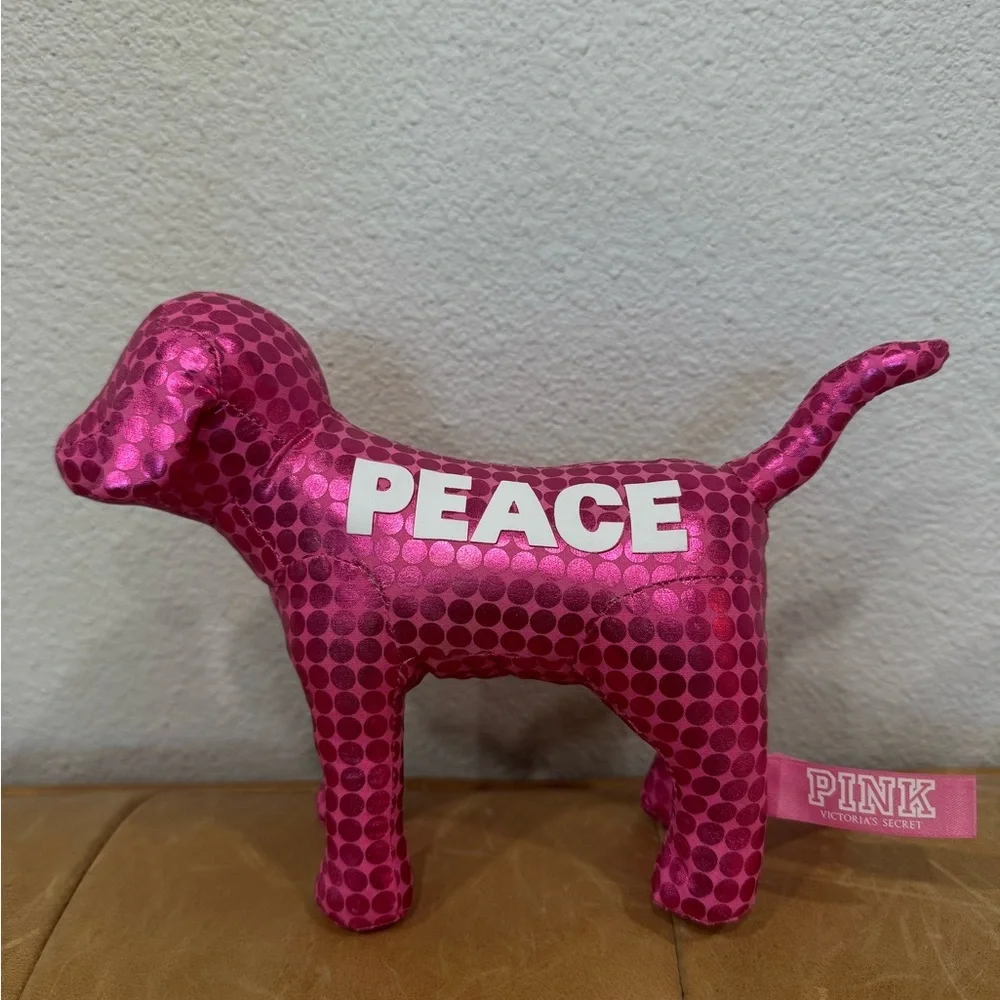 Plush peace shiny mini Pink Victoria's Secret Dog Plush